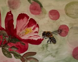 Bild Nr. 95 / rote Blüte mit Biene